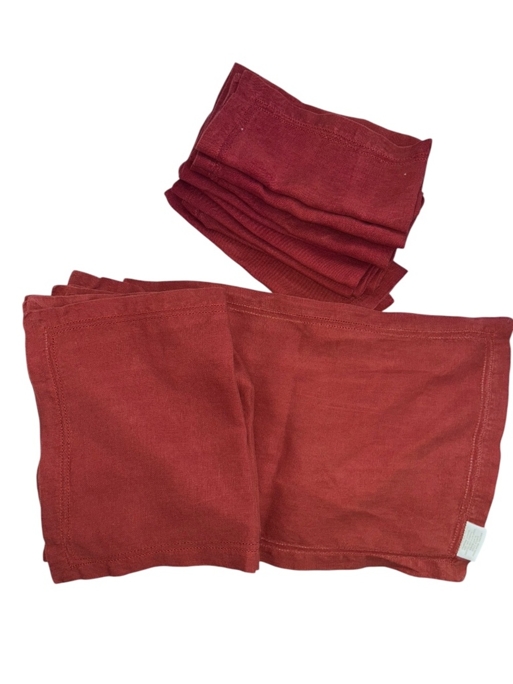 Williams Sonoma Rust red 15 pieces linen 8 napkins 7 placemats
